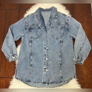 Dazy Size M Oversized Long Jean Denim Jacket Shacket Blue